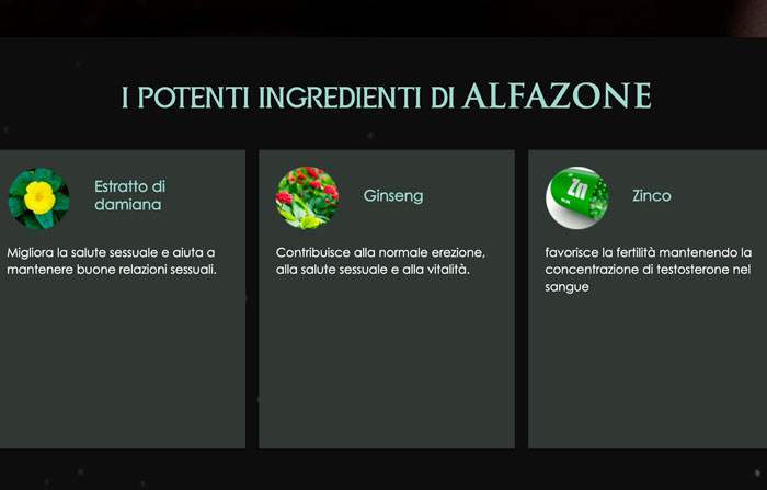 ingredienti di Alfa Zone